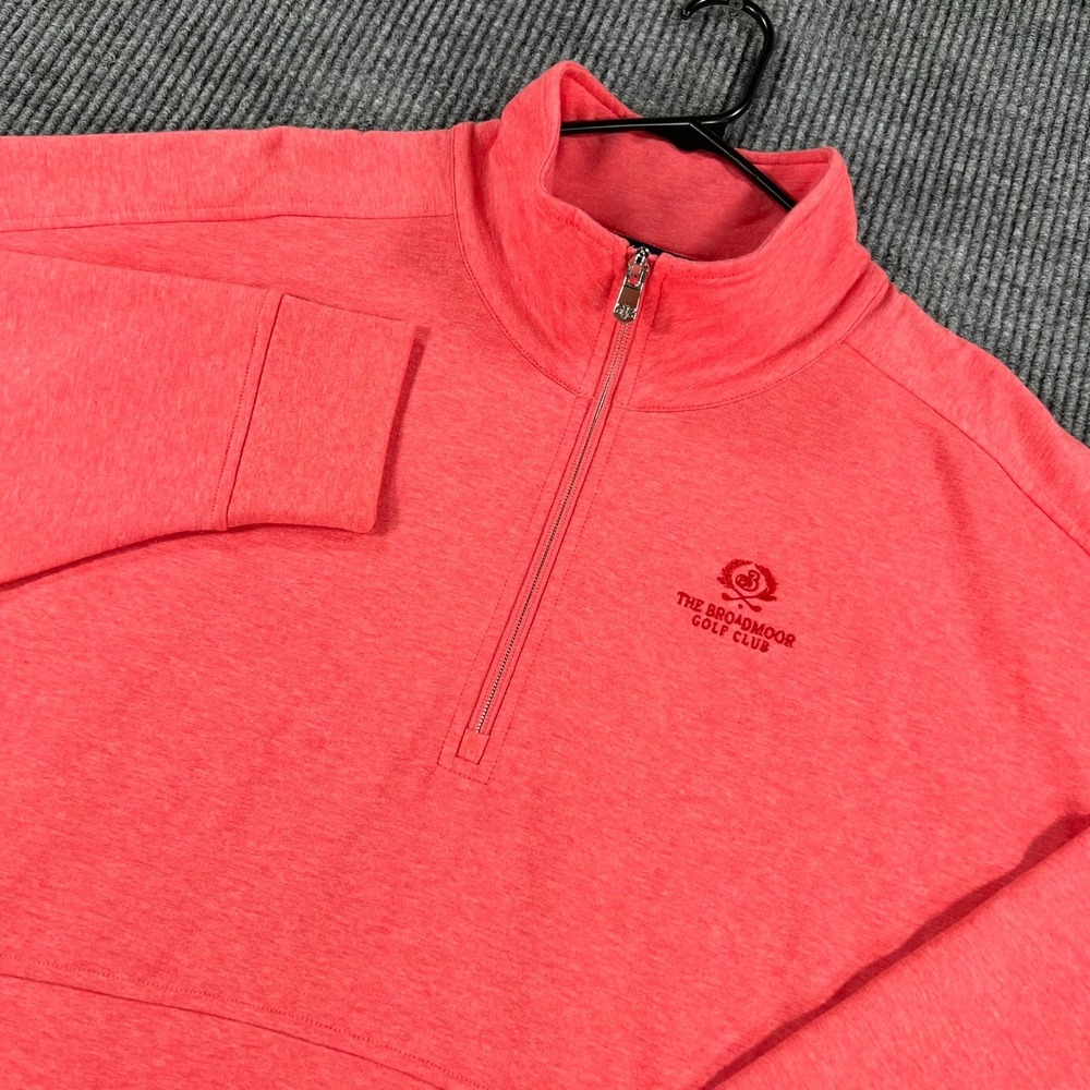 B Draddy Pullover Sweatshirt Mens XL Extra Large Pink Long Sleeve 1/4 Broadmoor